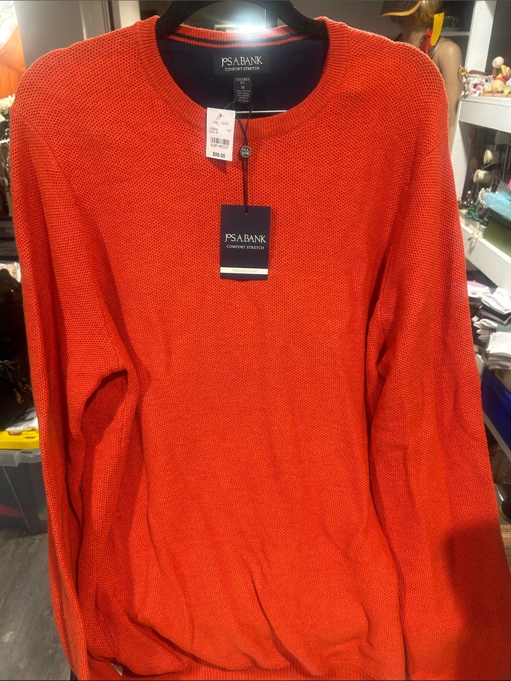 Jos. A. Bank Orange Knit Crewneck Sweater
